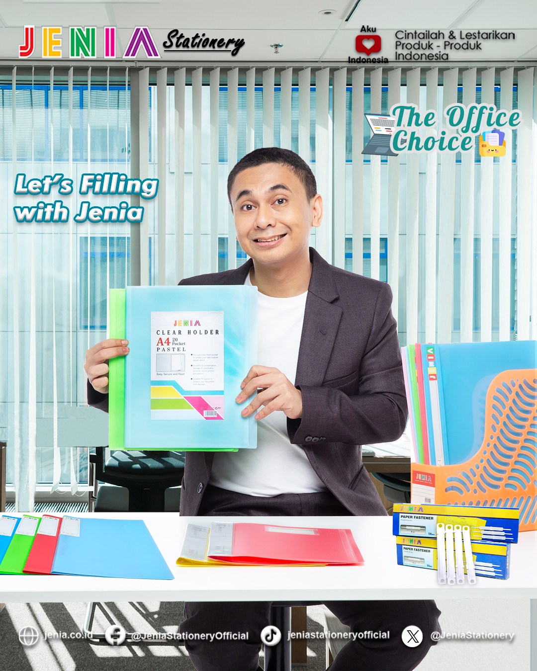 Raditya Dika with Clear Holder Pastel Spring File Paperfastener Box File Keranjang